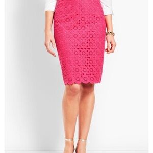 NWT Talbots Size 4 Pink Lace Pencil Skirt